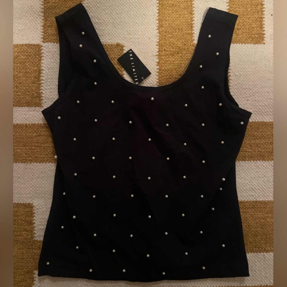 The Limited Black Top with Pearl Details